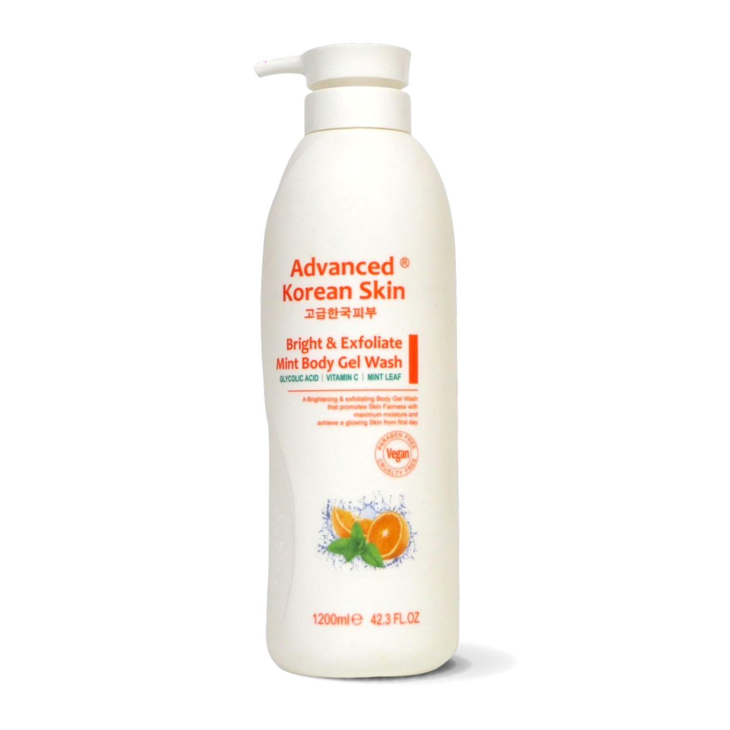 Advanced Korean Skin Bright & Exfoliate Mint Body Gel Wash — Refresh & Glow