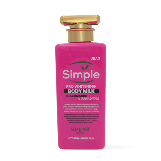 Simple Pro Whitening Body Milk — Niacinamide + Collagen (SPF 50, 450 ml)